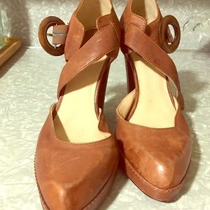 Frye Cognac Mary Jane heels size 9.5